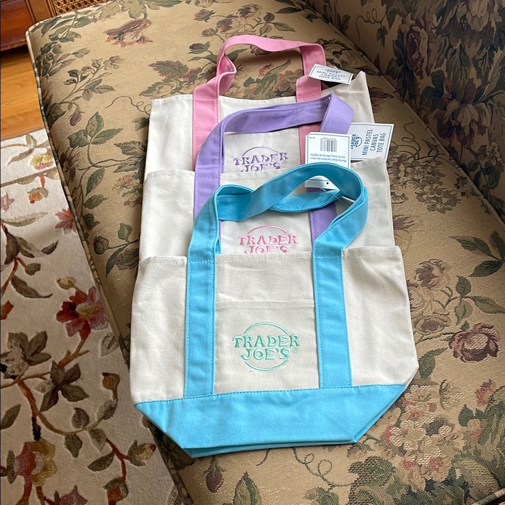Colorful Canvas Tote Bags Trio